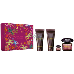 Versace Crystal Noir toaletná voda 90 ml + telové mlieko 100 ml + sprchový gél 100 ml + toaletná voda 5 ml miniatúra, darčeková sada pre ženy