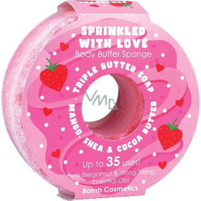 Bomb Cosmetics Sprinkled with Love Donut prírodná sprchová masážna hubka do kúpeľa s vôňou 165 g