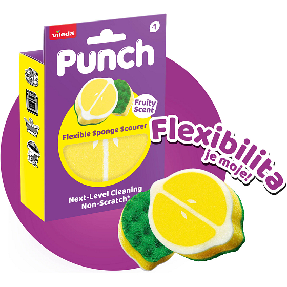 Vileda Punch hubka na riad s vôňou citrónu, 1 kus