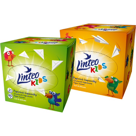 Linteo Kids papierové vreckovky 2 vrstvové 80 kusov krabička