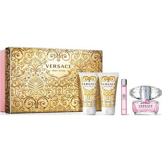 Versace Bright Crystal toaletná voda 50 ml + telové mlieko 50 ml + sprchový gél 50 ml + roller ball 10 ml, darčeková sada pre ženy