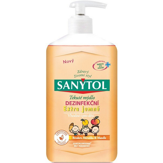 SANYTOL Extra jemné dezinfekčné mydlo na ruky vhodné pre deti 250 ml s dávkovačom