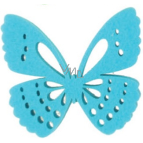Motýľ z filcu modrý dekorácie 6 cm