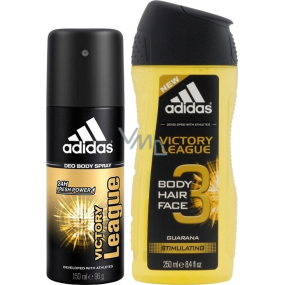 Adidas Victory League deodorant sprej pre mužov 150 ml + 3v1 sprchový gél na telo, tvár a vlasy pre mužov 250 ml, duopack