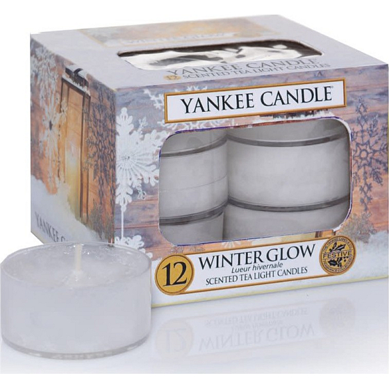 Yankee Candle Winter Glow - Zimný žiara vonná čajová sviečka 12 x 9,8 g