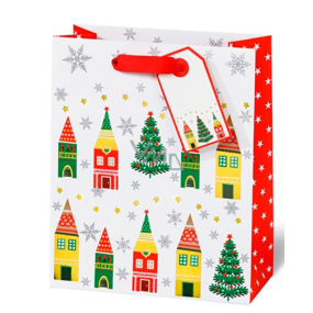 BSB Luxusná darčeková papierová taška 36 x 26 x 14 cm Vianočná dedina VDT 413 - A5