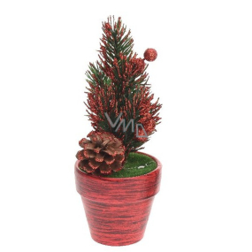Dekorácie Vianočný stromček v kvetináči červený 17 x 6,5 x 6,5 cm