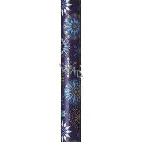 Präsenta Darčekový baliaci papier 70 cm x 5 m Vianočné modrý s modrozlatým a modrobielymi hviezdami