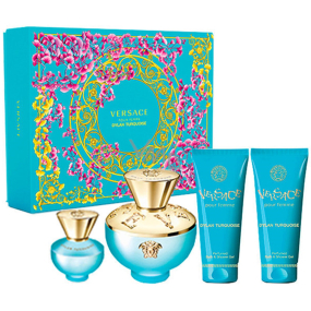 Versace Dylan Turquoise toaletná voda 100 ml + telové mlieko 100 ml + sprchový gél 100 ml + toaletná voda 5 ml miniatúra, darčeková sada pre ženy