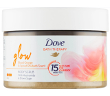 Dove Glow telový peeling s vôňou červeného pomaranča a rebarbory 295 ml