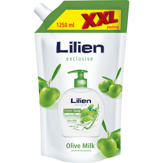 Lilien Olive Milk tekuté mýdlo, náhradná náplň, XXL balenie, 1250 ml