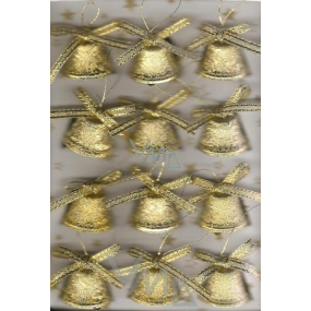 Zvončeky zlaté so zlatou mašličkou v krabičke, 12 kusov 2 cm