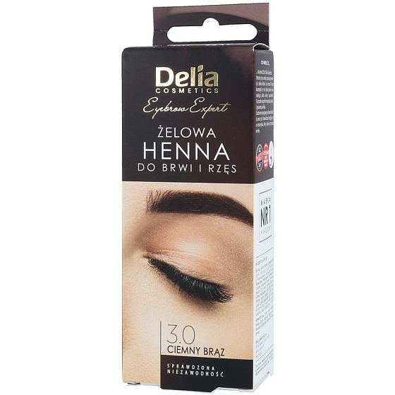 Delia Cosmetics Henna Tint gél na farbenie obočia 3.0 tmavo hnedá 1 kus