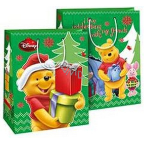 Ditipo Darčeková papierová taška 23 x 9,8 x 17,5 cm Disney Medvedík Pú sa santa čiapkou a darčeky