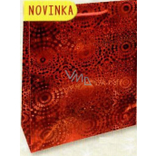 Nekupto Darčeková papierová taška hologram 32 x 26 x 13 cm Červená 121 30 THL