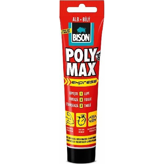 Bison Poly Max Express White rýchloschnúci univerzálny montážny tmel Biely 165 g