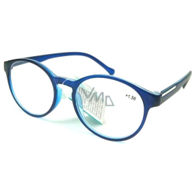 Berkeley Čítacie dioptrické okuliare +2,0 plast modročierne, okrúhle sklá 1 kus MC2182
