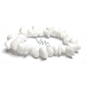 Agátový náramok biely elastický prírodný sekaný kameň, 16-17 cm, poskytuje pokoj a pohodu