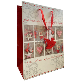 EP Line Darčeková papierová taška 26 x 33,5 x 13,5 cm Vianočné červené dekorácie