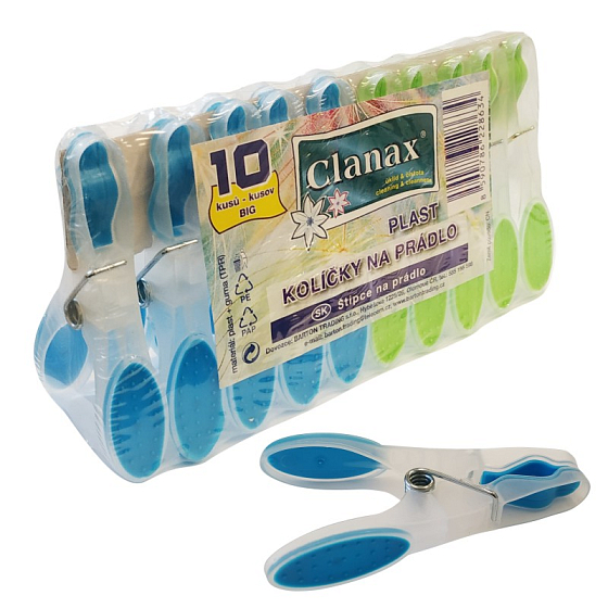 Clanax Veľké kolíky na oblečenie plastové 10 kusov
