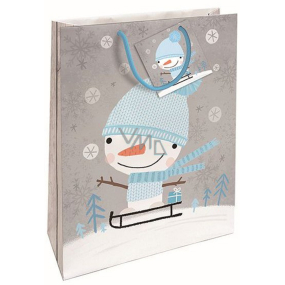 Nekupto Darčeková papierová taška 32,5 x 26 x 13 cm Vianočný snehuliak