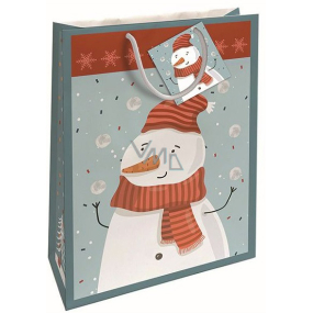Nekupto Darčeková papierová taška 46 x 33 x 10,5 cm Vianočný snehuliak