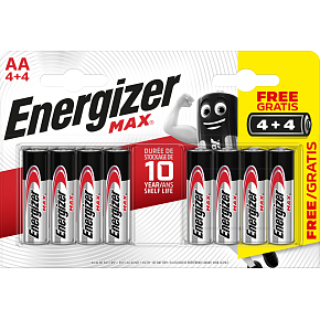 Energizer Max AA tužková batéria, 4 + 4 ks zadarmo
