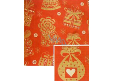Nekupto Vianočný baliaci papier na darčeky 70 x 150 cm Červený, zlaté darčeky