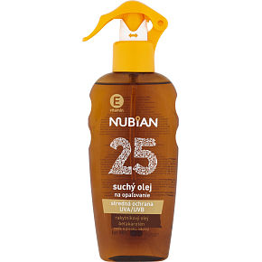 Nubian OF 25 Sprej suchý olej na opaľovanie, 200 ml