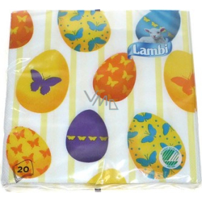 Lambi Papierové obrúsky 3 vrstvové 33 x 33 cm 20 kusov Velikonočví Vajíčka