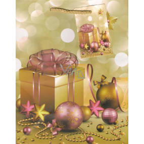 Anjel Darčeková papierová taška 23 x 18 x 10 cm zlatá, vianočné ozdoby M