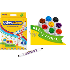 Amos Color & Stamp fixky s pečiatkami 8 farieb