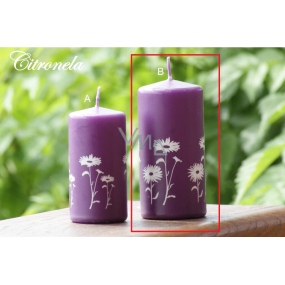 Lima Citronela sviečka proti komárom s vôňou kvetov fialový valec 60 x 120 mm