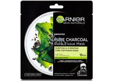 Garnier Skin Naturals Pure Charcoal Black Tissue Mask pleťová čierna textilná maska s extraktom z morských rias 28 g