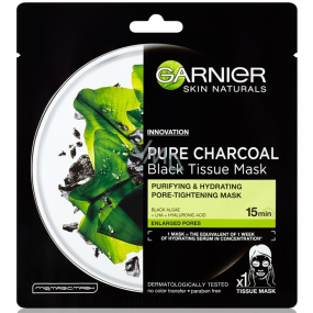 Garnier Skin Naturals Pure Charcoal Black Tissue Mask pleťová čierna textilná maska s extraktom z morských rias 28 g