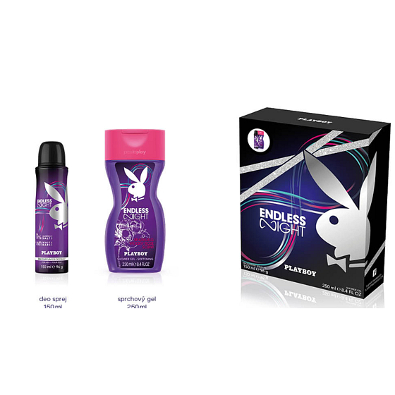 Playboy Endless Night for Her dezodorant sprej 150 ml + sprchový gél 250 ml, kozmetická sada