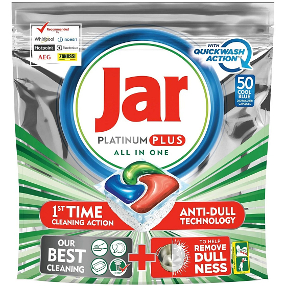 Jar Platinum Plus All in One Cool Blue kapsule do umývačky riadu 50 kusov