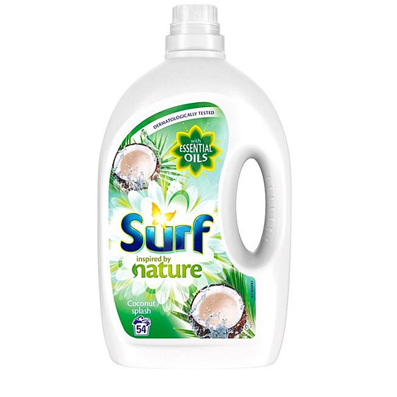 Surf Coconut Splash prací gél univerzálny, vhodný na biele a farebné oblečenie 54 dávok 2,7 l