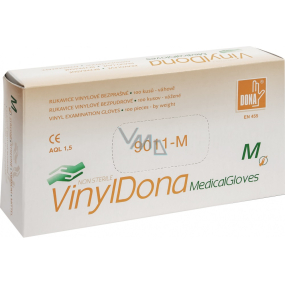 Dona Vinyldona vinylové rukavice bez prášku, veľkosť M 100 ks v krabici