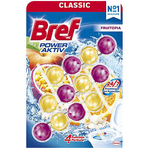 Bref Power Aktiv Fruitopia, WC blok v guľkách, 3 x 50 g