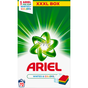 Ariel Whites + Colors prací prášok na farebné i biele prádlo krabica 70 dávok 5,25 kg