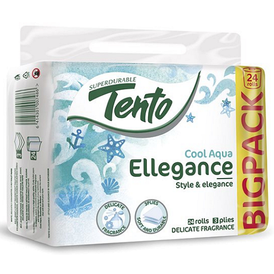 Tento Ellegance Cool Aqua toaletný papier 3 vrstvový, 16 m, 24 kusov
