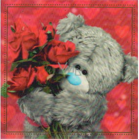 Me To You Blahoželania do obálky 3D Medvedík s kyticou červených ruží 15 x 15 cm