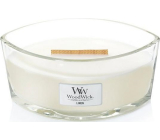 WoodWick Linen - Čistý ľan vonná sviečka s dreveným širokým knôtom a viečkom sklo loď 453 g