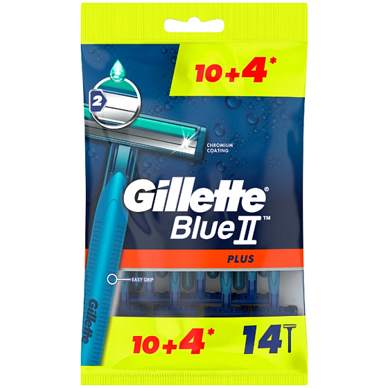 Gillette Blue II Plus jednorazové holiace strojčeky pre mužov vrecko 14 kusov