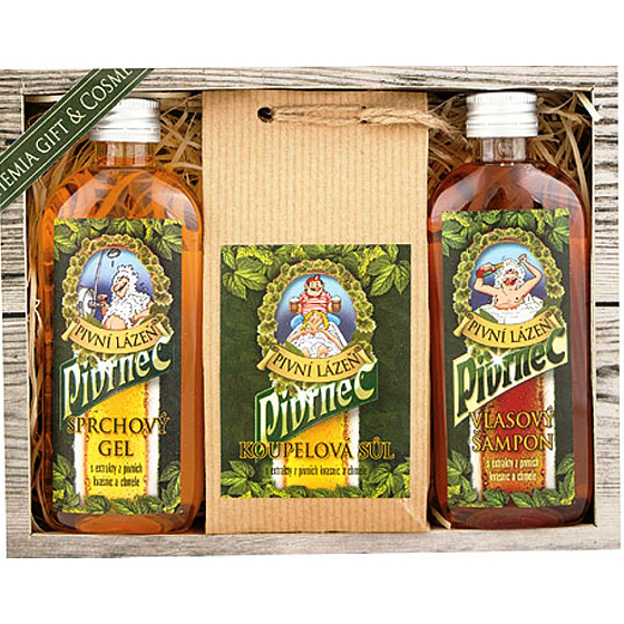 Bohemia Gifts Pivrnec sprchový gél 100 ml + soľ do kúpeľa 150 g + šampón na vlasy 100 ml