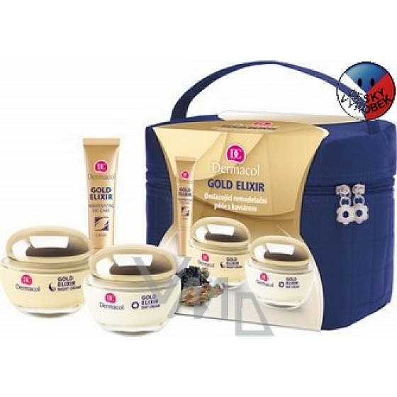 Dermacol Gold Elixir denný + nočný krém 50 ml + očný krém 15 ml, kozmetická sada