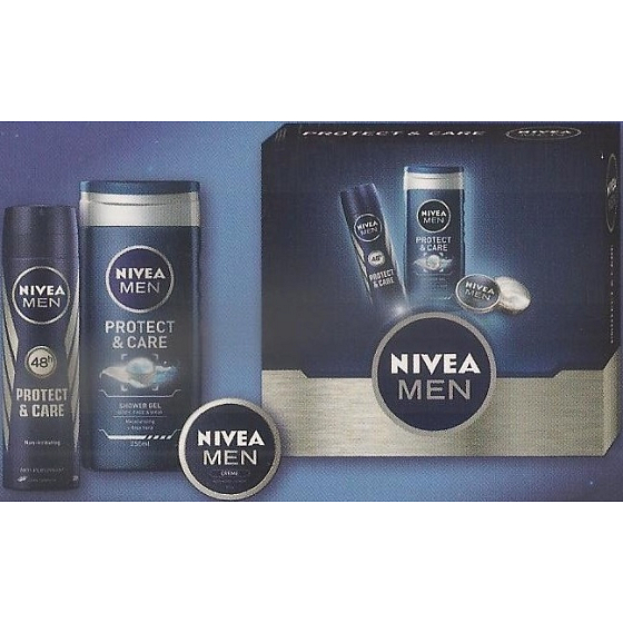 Nivea Men Deo Protect antiperspirant sprej 150 ml + sprchový gél 250 ml + krém 30 ml, kozmetická sada