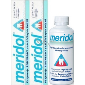 Meridol Zubná pasta 2 x 75 ml + Ústna voda bez alkoholu 100 ml