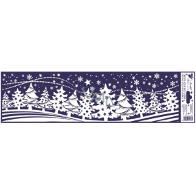 Okenné fólie bez lepidla vianočné krajinka pruh les 45 x 12 cm